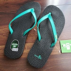 Sanuk Yoga Spree 4 Turquoise Sz 6 Yoga Mat Sandal